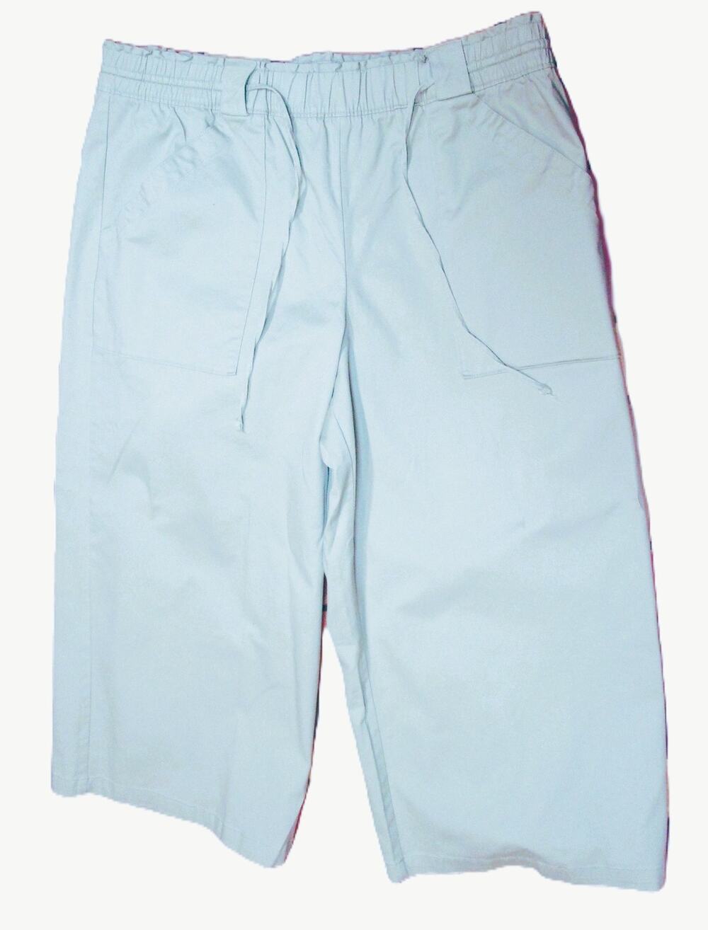 Ava & Viv Women's Capri Pants Green Khaki Stretch Cotton Drawstring Size 1X